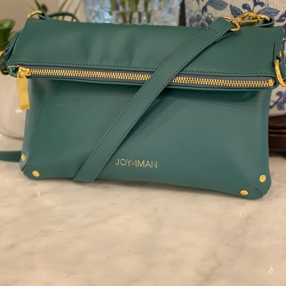 Joy & Iman Handbags - NWOT JOY & IMAN TEAL LEATHER CROSSBODY BAG